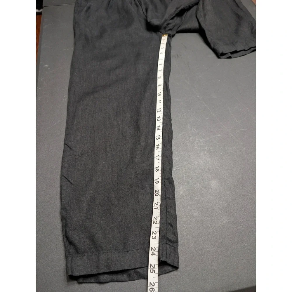 Quince Womens Black 100% European Flax Linen Elastic Waist Pants Size M